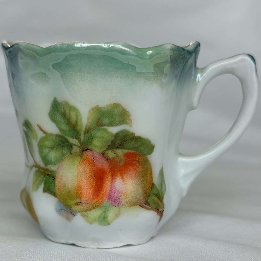 Antique Demitasse Cup Leuchtenburg Germany China Miniature Scalloped Apple Fruit
